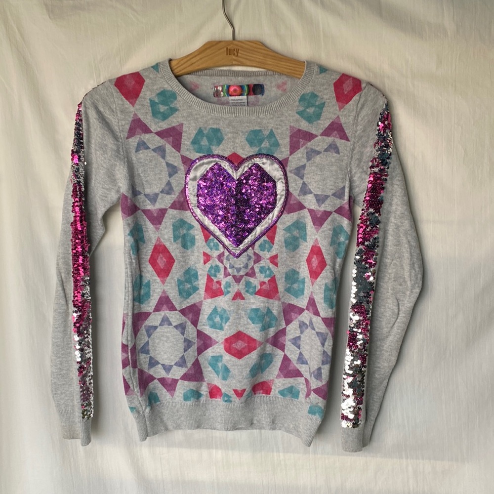 Colorful flip sequin school sweater